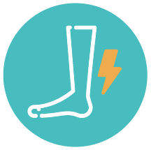 Foot with lightning bolt color icon